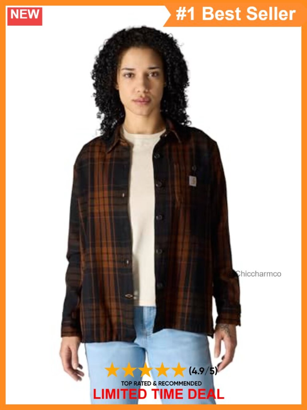 Tencel Fiber Twill Plaid Button Down Work Shirt Loose Fit